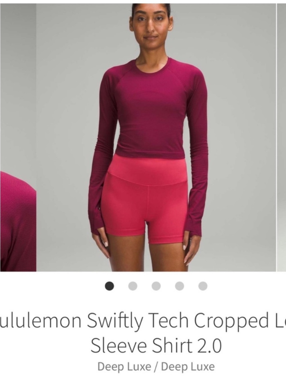 Lululemon Swiftly Tech cropped Long Sleeve Shirt 2.0 Deep Luxe Sz 6